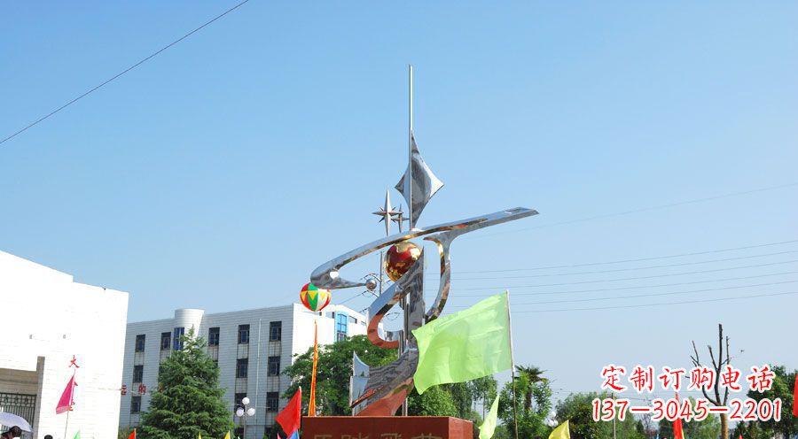 丽水校园不锈钢马踏飞燕地球雕塑