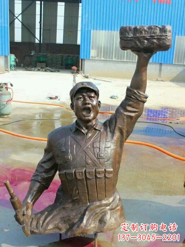 丽水校园董存瑞名人铜雕