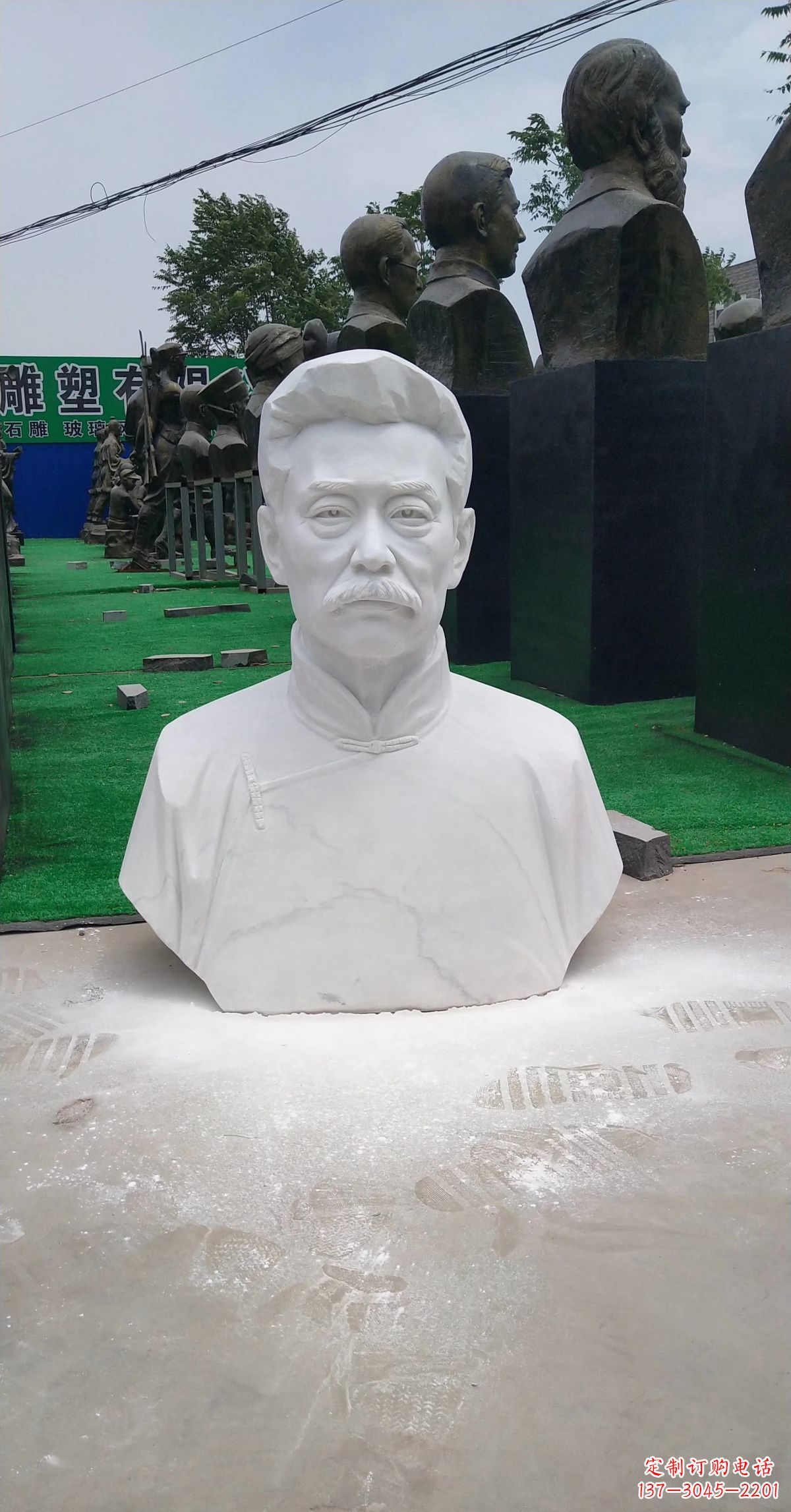 丽水校园名人汉白玉鲁迅头像