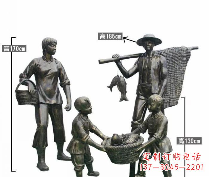 丽水渔夫捕鱼民俗铜雕 (3)