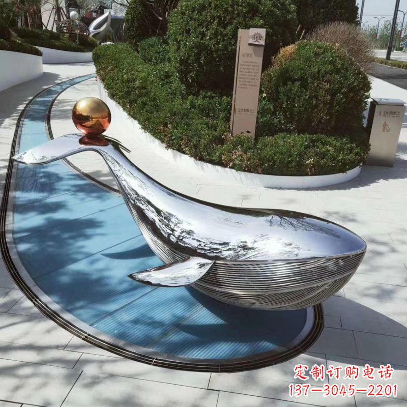 丽水园林不锈钢海豚景观摆件