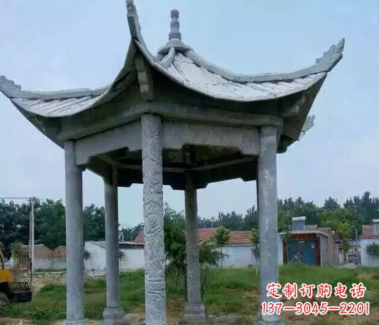 丽水园林仿古六角凉亭景观石雕