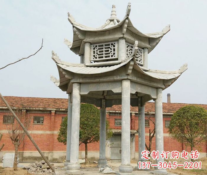 丽水园林仿古双层石雕凉亭 (2)