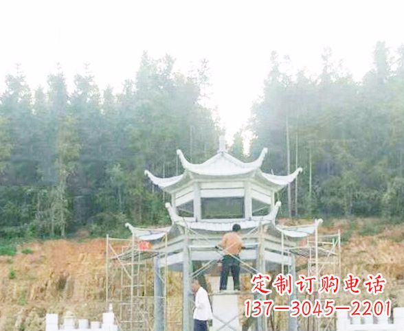 丽水园林仿古双层石凉亭景观石雕 (2)