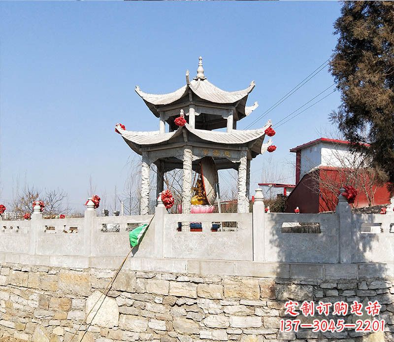 丽水园林仿古双层石凉亭景观石雕 (3)