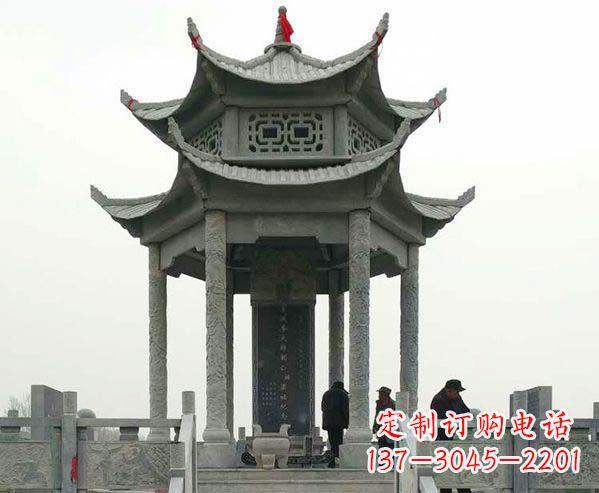 丽水园林仿古双层石凉亭景观石雕
