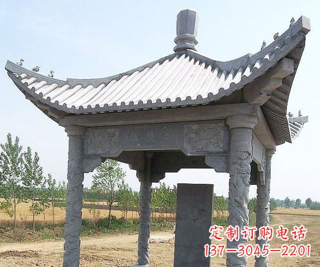 丽水园林景观单层石雕凉亭 (4)