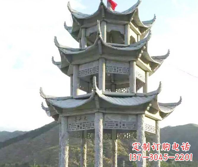 丽水园林景观多层凉亭石雕 (3)