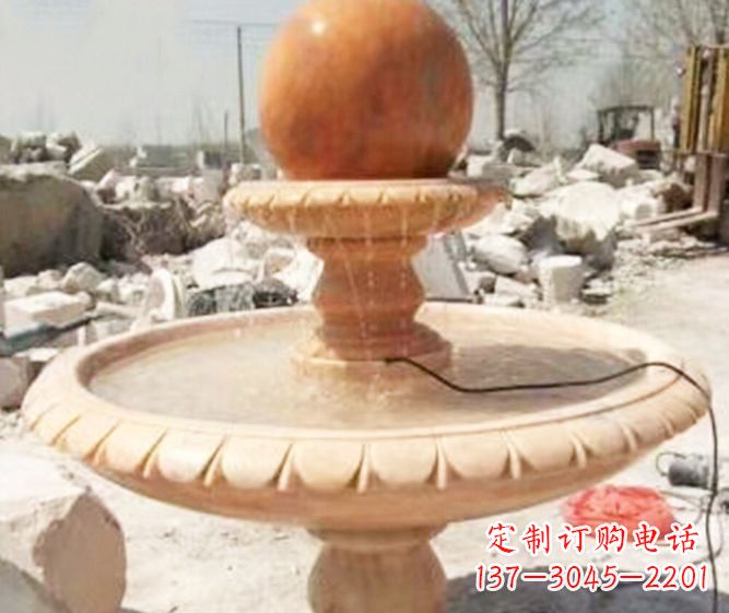 丽水园林景观晚霞红风水球喷泉石雕 (3)
