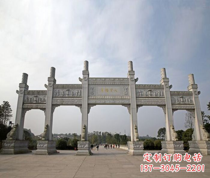 丽水园林景观五门石雕牌坊