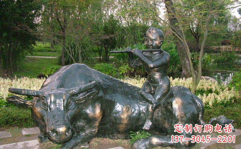 丽水园林牧童牛景观铜雕