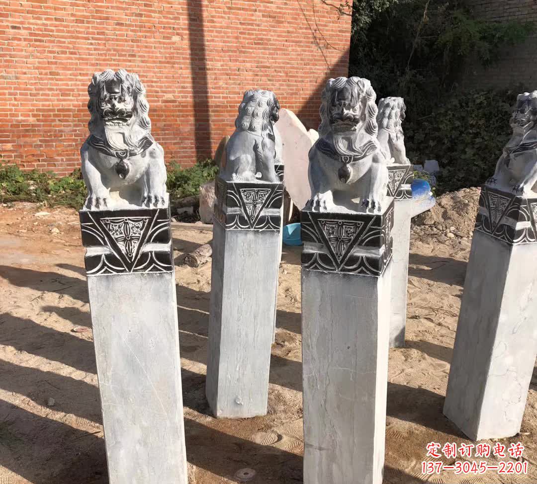 丽水园林石雕狮子拴马桩