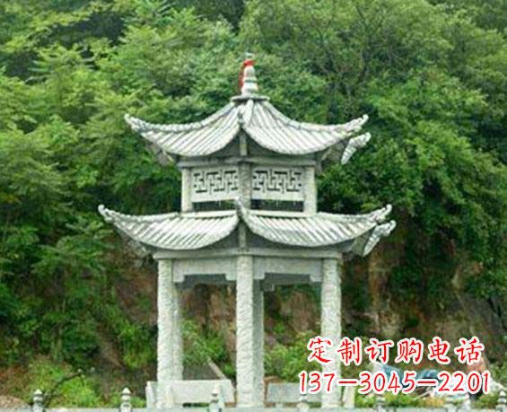 丽水园林双层六角石凉亭景观石雕