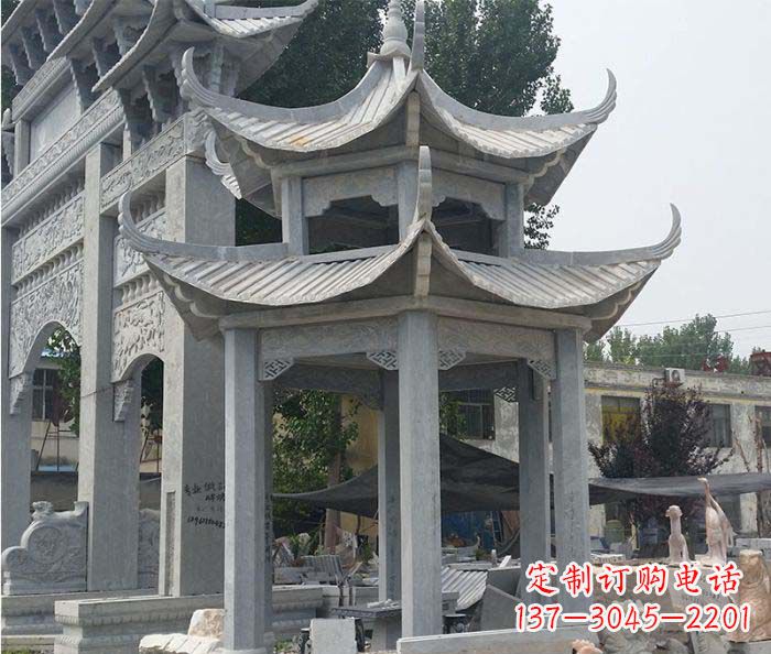 丽水园林双层石雕凉亭