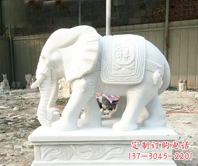 丽水招财动物汉白玉大象石雕 (3)