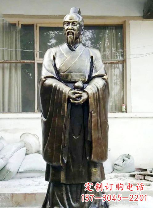 丽水中国古代名医扁鹊铸铜雕像半身像