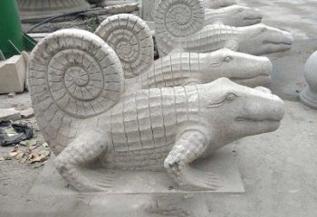 丽水园林水池水景鳄鱼砂岩喷水雕塑