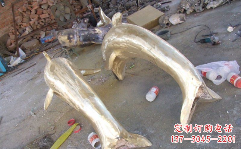 丽水铸铜海豚公园动物铜雕