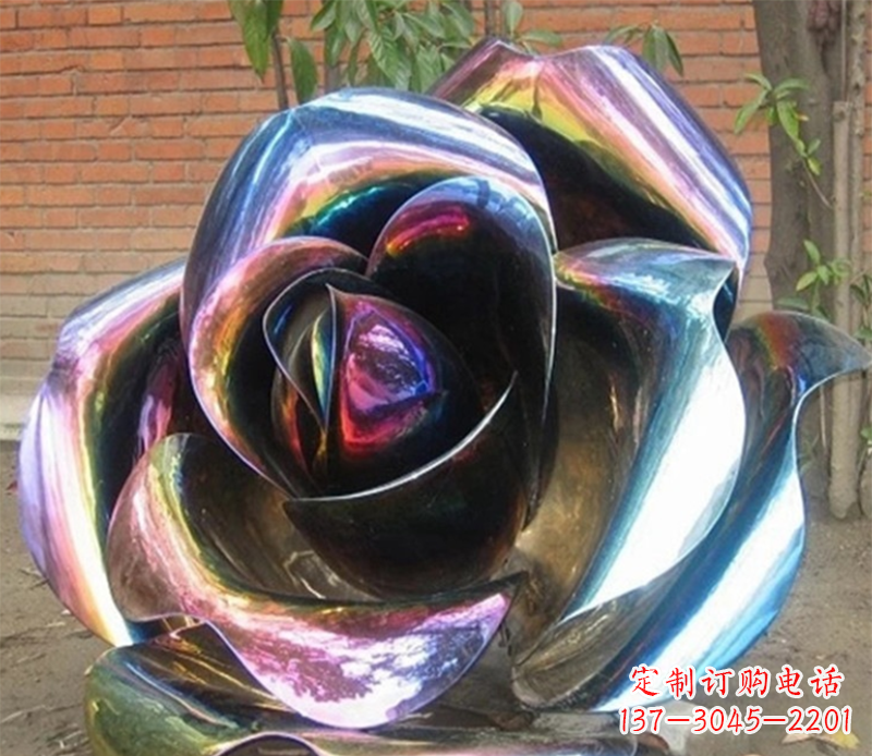 丽水彩色创意不锈钢玫瑰雕塑