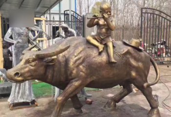 丽水吹笛子的牧童牛公园景观铜雕